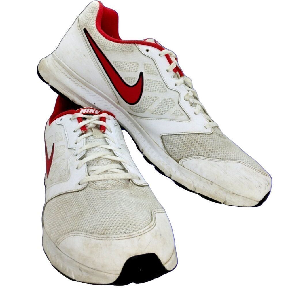 Nike Downshifter 6 Men's Pre-owned White w/Red Accents Sneakers - sz. 15